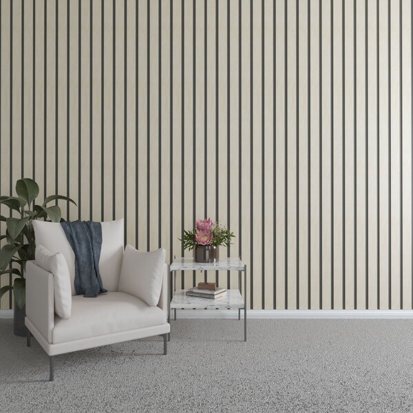 Ekena Millwork 48H x 1/4T Adjustable Wood Slat Wall Panel Kit w/ 3W Slats, Birch contains 15 Slats SWW60X48X0250BI - main